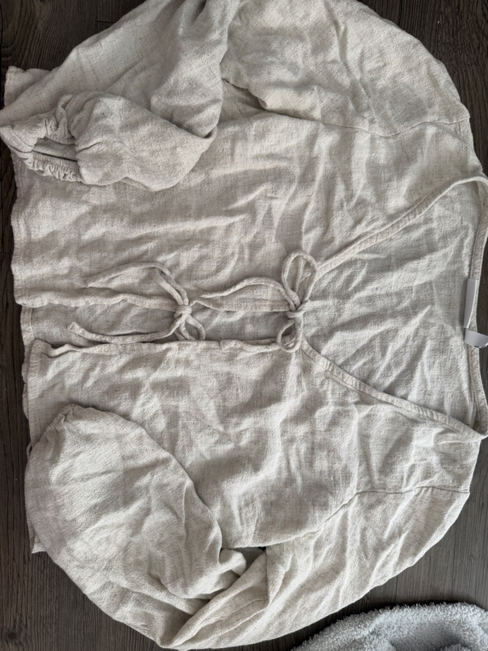 Light Cream Tie-Front Women's Linen Top